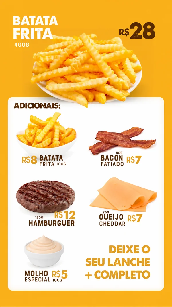 Cardápio Maroma, página 10 de 13 — Batata frita e adicionais