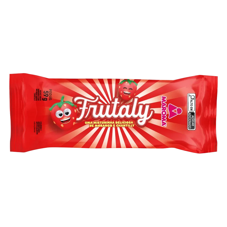 Picolé Frutaly — Morango com Chantilly — Maroma