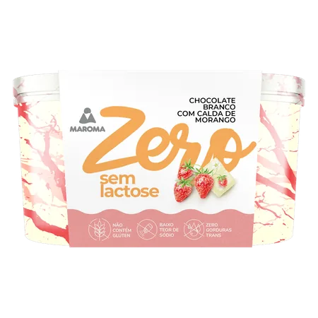 Sorvete Zero Lactose Chocolate Branco com Calda de Morango 1 L — foto 2