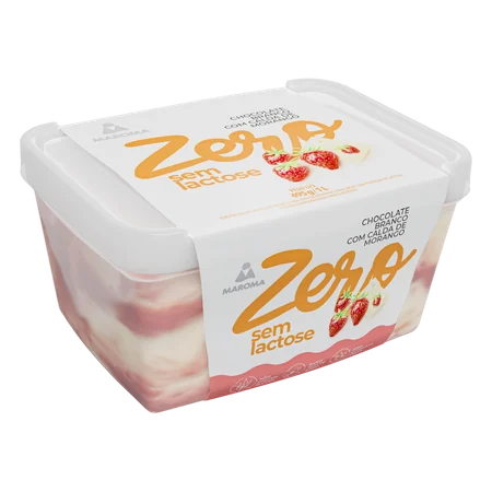Sorvete Zero Lactose Chocolate Branco com Calda de Morango 1 L
